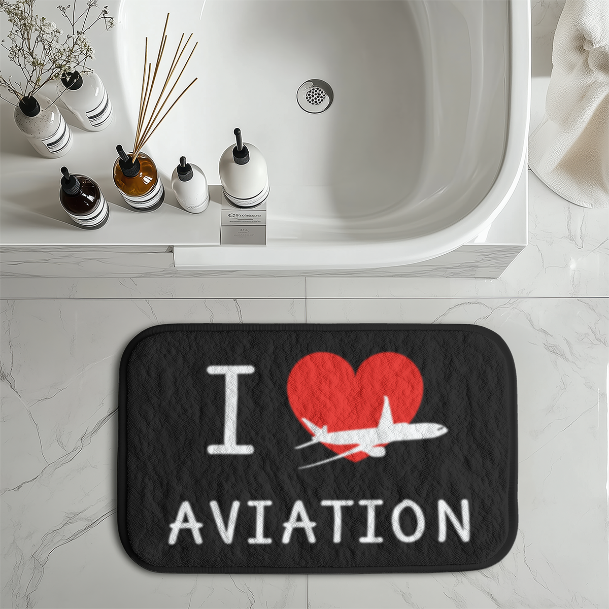 I Love Aviation Designed Bath Mats