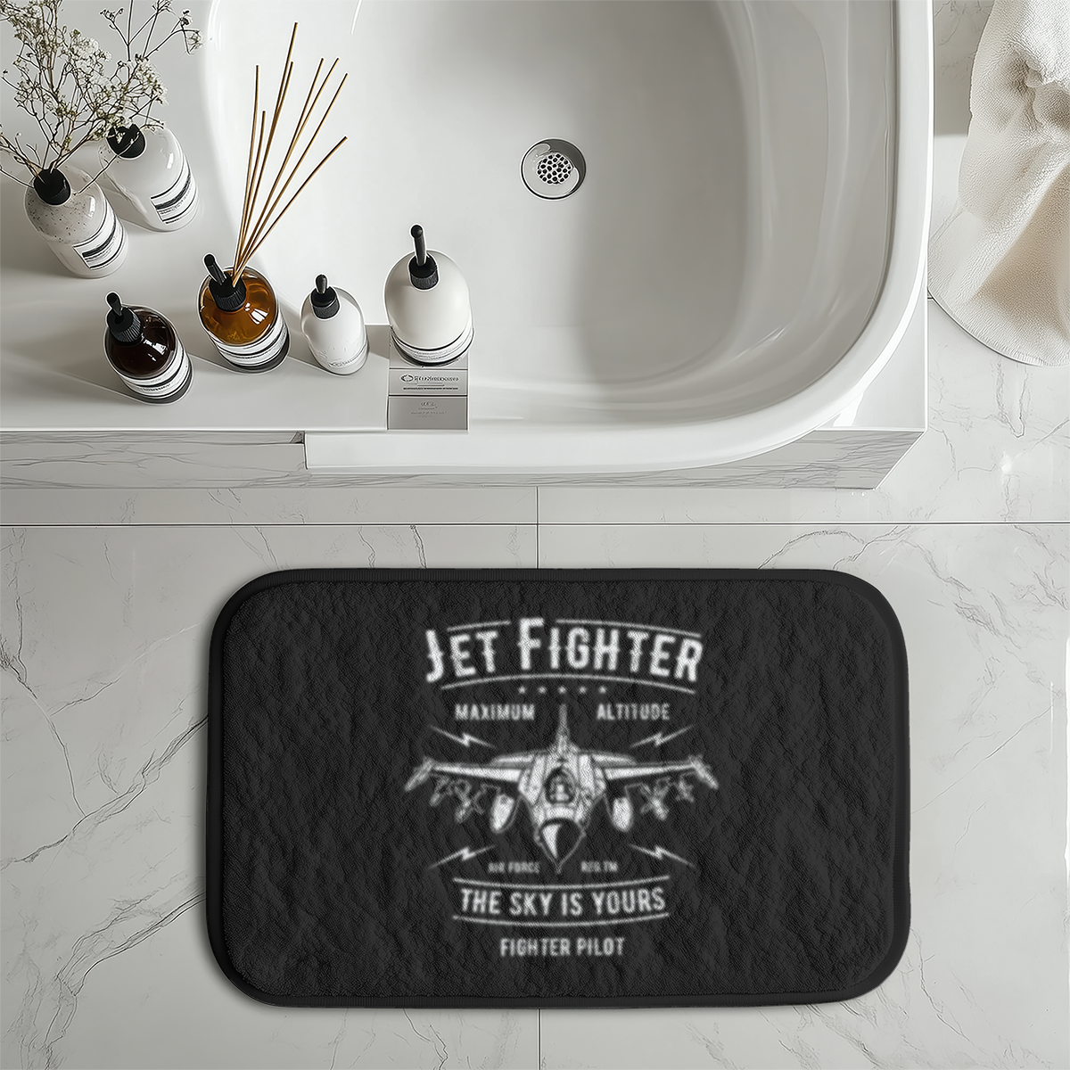 Jet Fighter - The Sky is Yours Designed Bath Mats