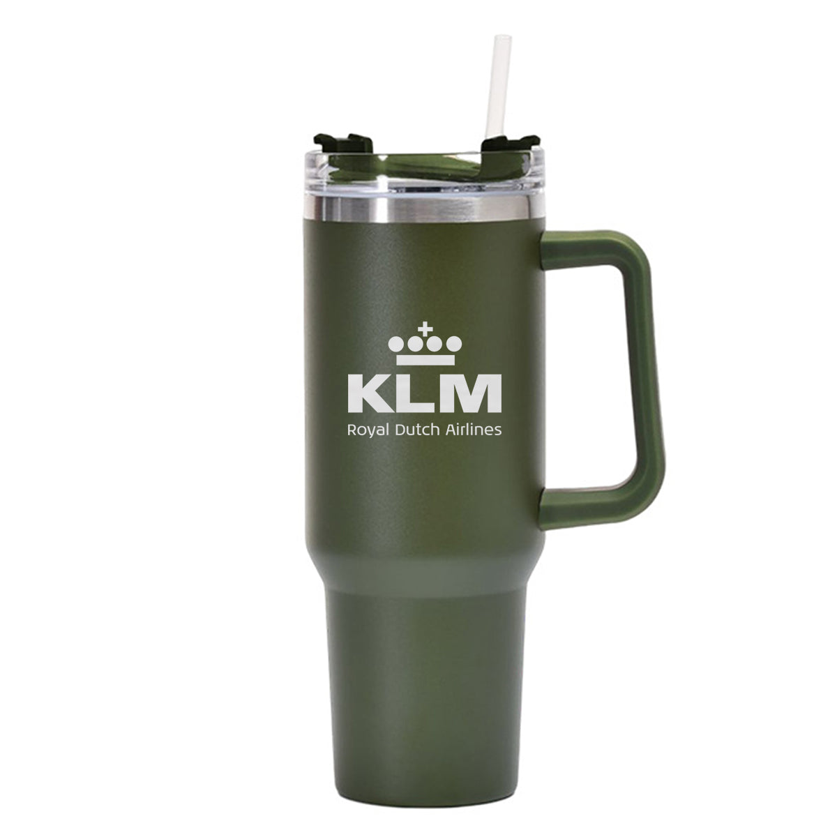 KLM Royal Dutch Airlines Designed 40oz Stainless Steel Car Mug With Holder