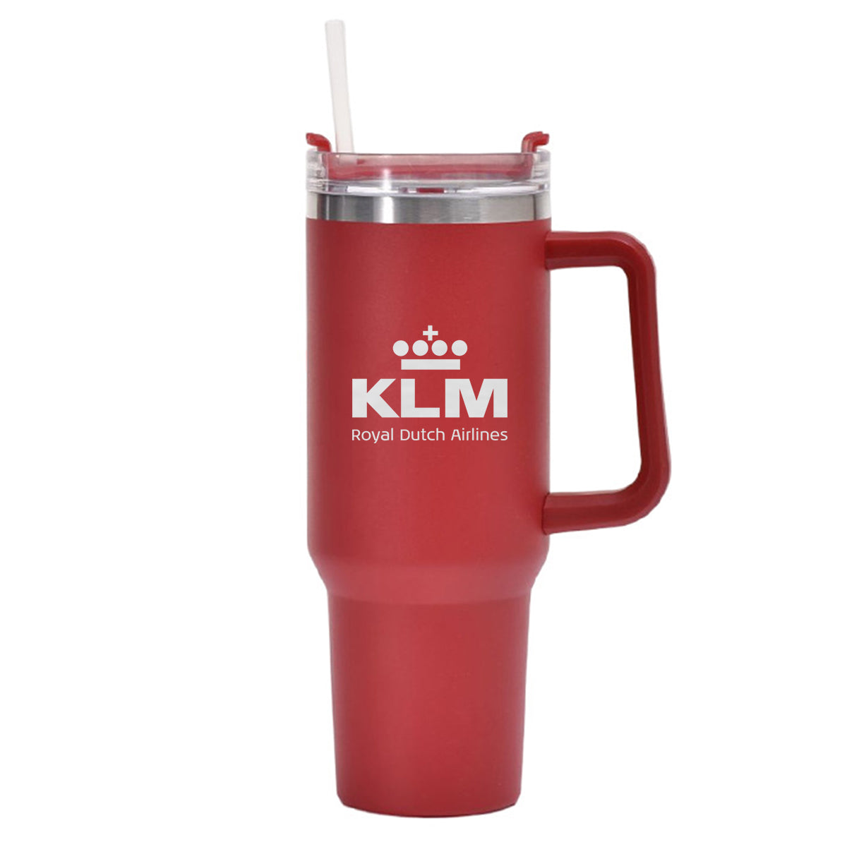 KLM Royal Dutch Airlines Designed 40oz Stainless Steel Car Mug With Holder