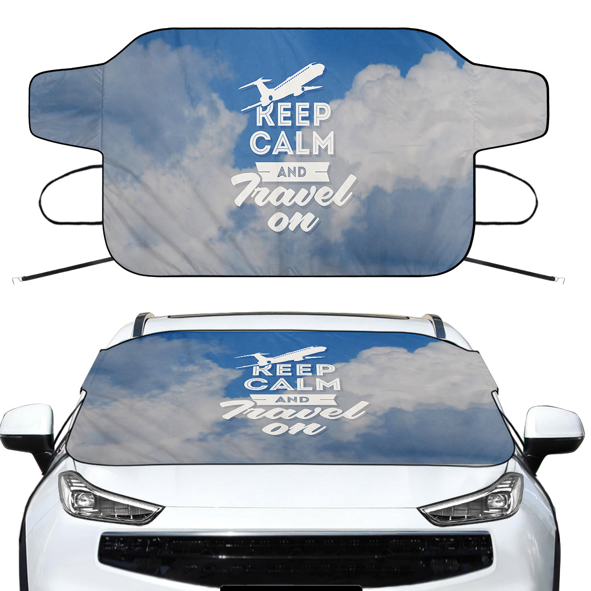 Keep Calm and Travel On Designed Car Windshield Snow Covers