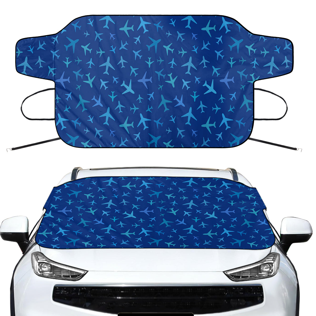 Many Airplanes Blue Designed Car Windshield Snow Covers