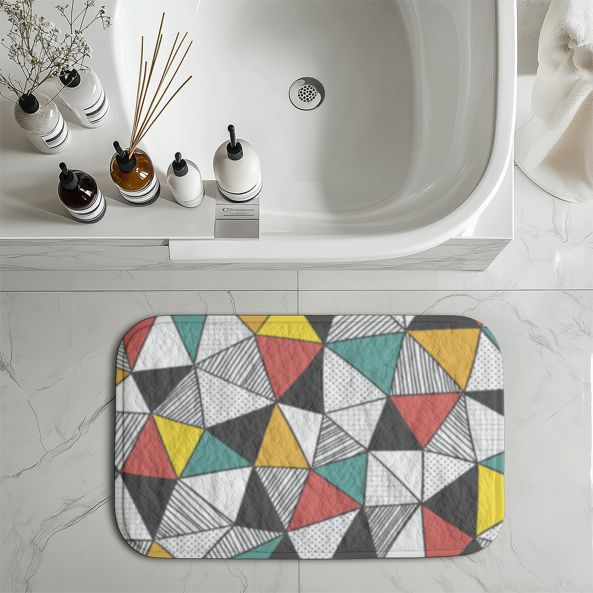 Mixed Triangles Designed Bath Mats