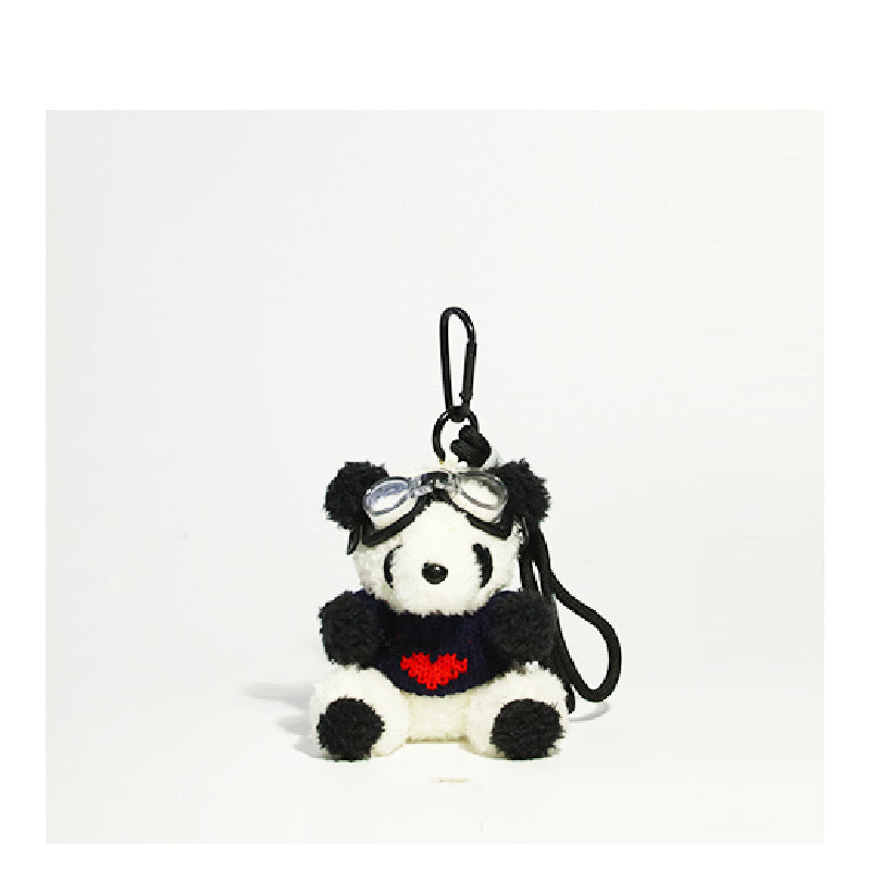 Cute Pilot Panda Key Ring Doll Pendant