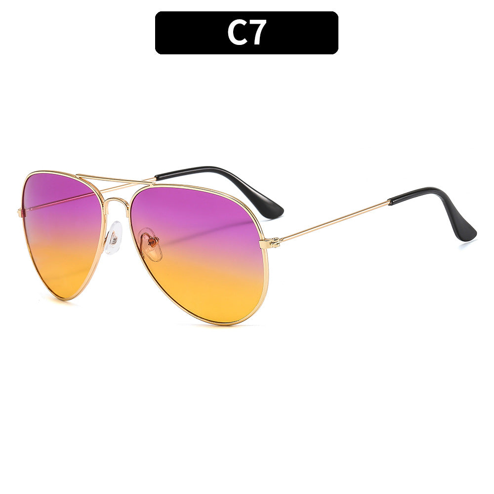 Two Tone Ocean Film Double Beam Pilot Sun Glasses