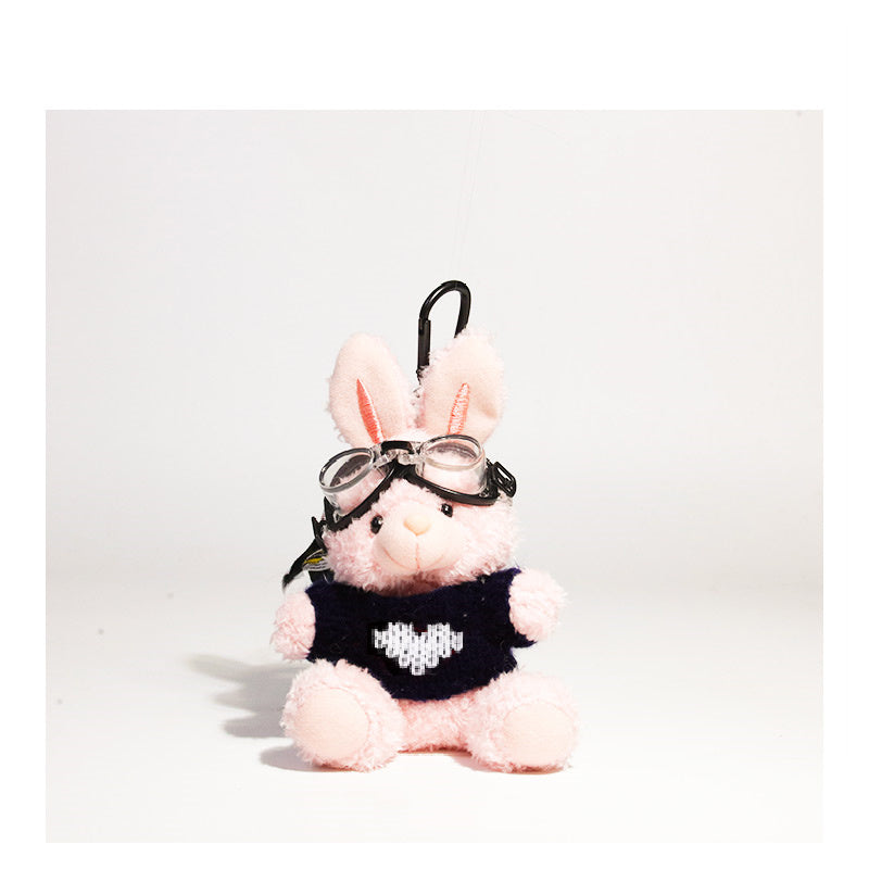 Cute Pilot Rabbit  Key Ring Doll Pendant