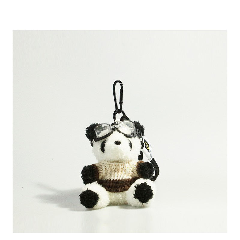 Cute Pilot Panda Key Ring Doll Pendant