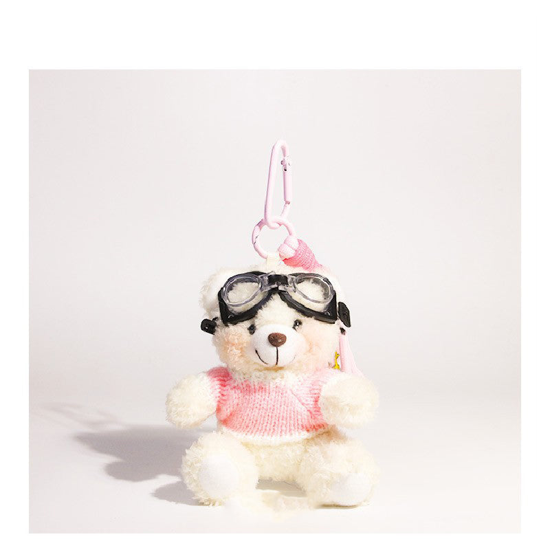 Cute Pilot Bear Key Ring Doll Pendant