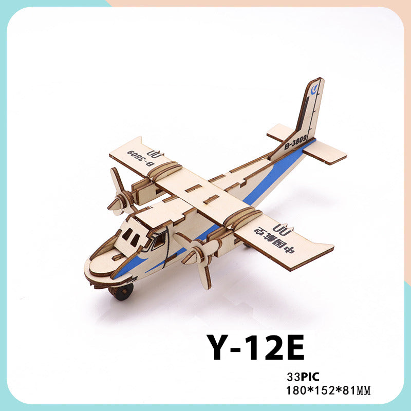 Laser Cut Wooden Simulation 3D Puzzle Airplane (3)  Construction DIY Manual Assembly