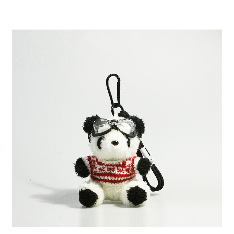 Cute Pilot Panda Key Ring Doll Pendant