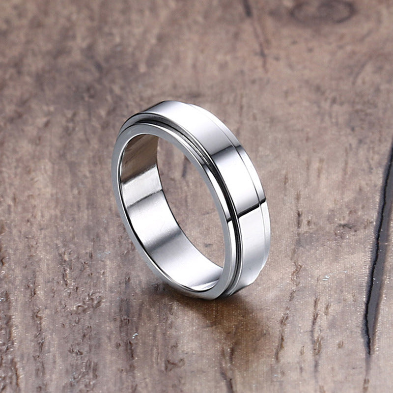 Your Custom Design & Image & Logo & Text Design  Rotating Stainless Steel Couple Ring