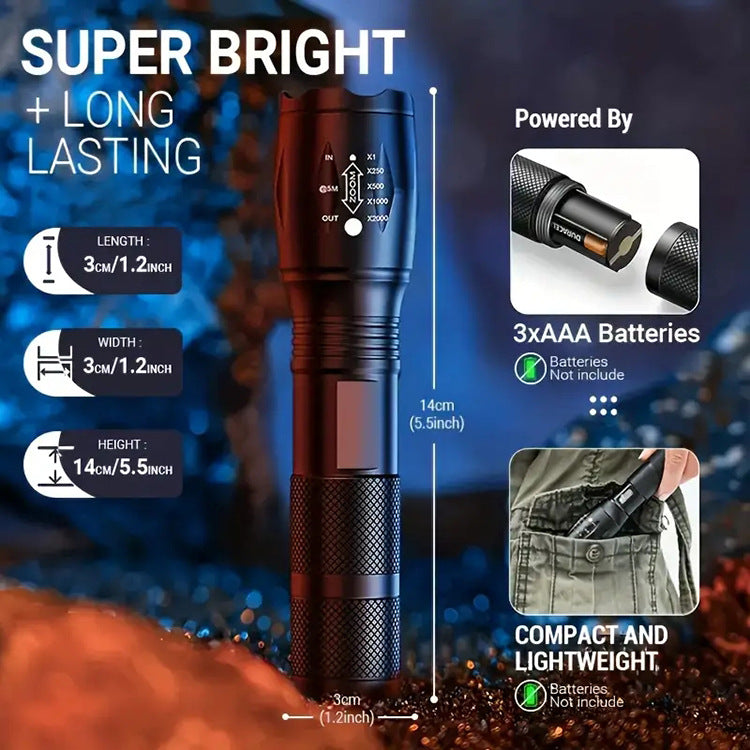 LED Telescopic Focusing Strong Aluminum Alloy Light Flashlight