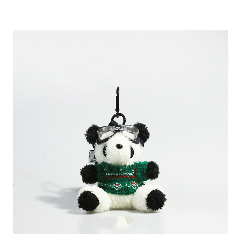 Cute Pilot Panda Key Ring Doll Pendant