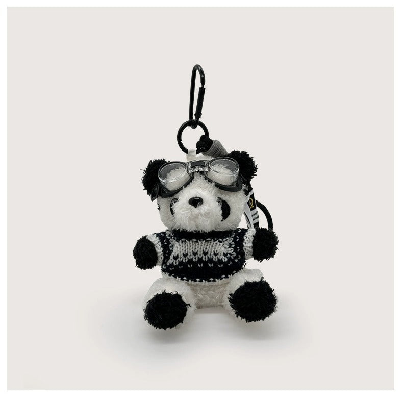 Cute Pilot Panda Key Ring Doll Pendant