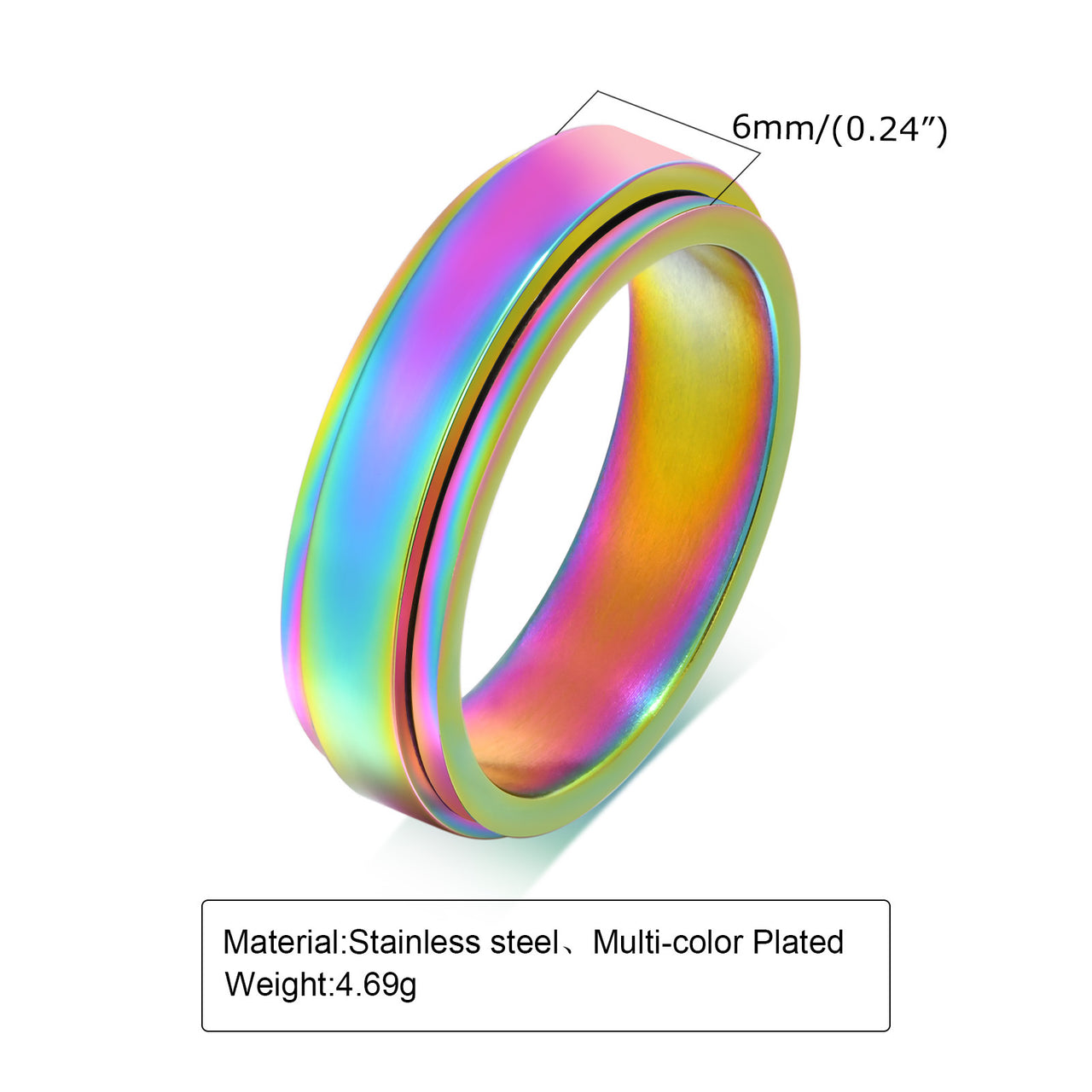 Your Custom Design & Image & Logo & Text Design  Rotating Stainless Steel Couple Ring