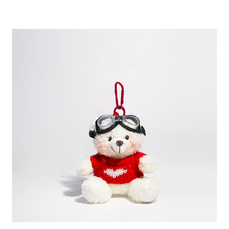 Cute Pilot Bear Key Ring Doll Pendant