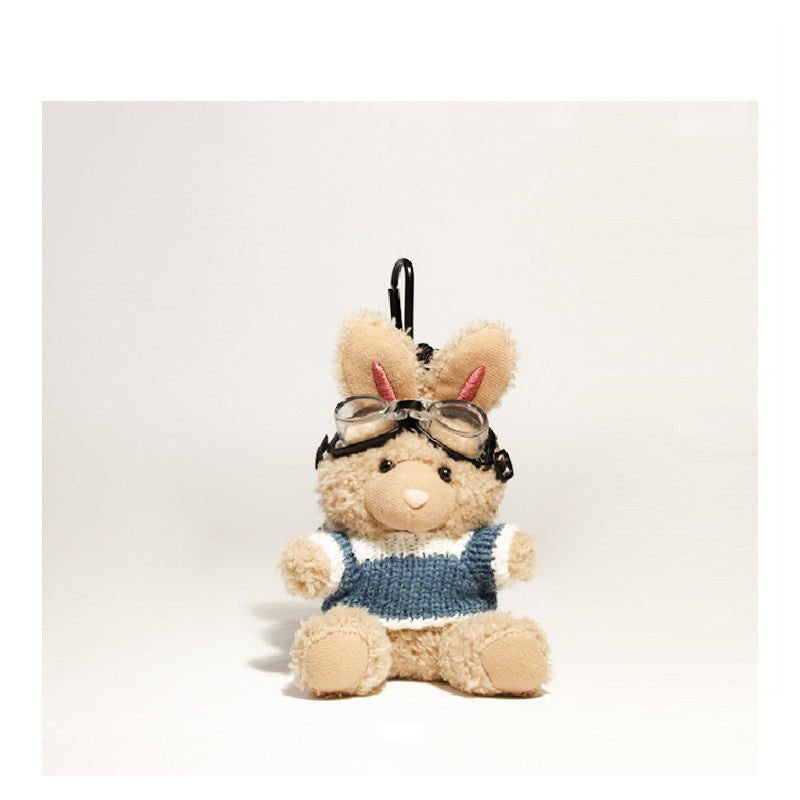 Cute Pilot Rabbit  Key Ring Doll Pendant