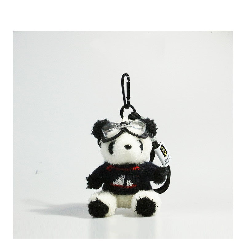 Cute Pilot Panda Key Ring Doll Pendant