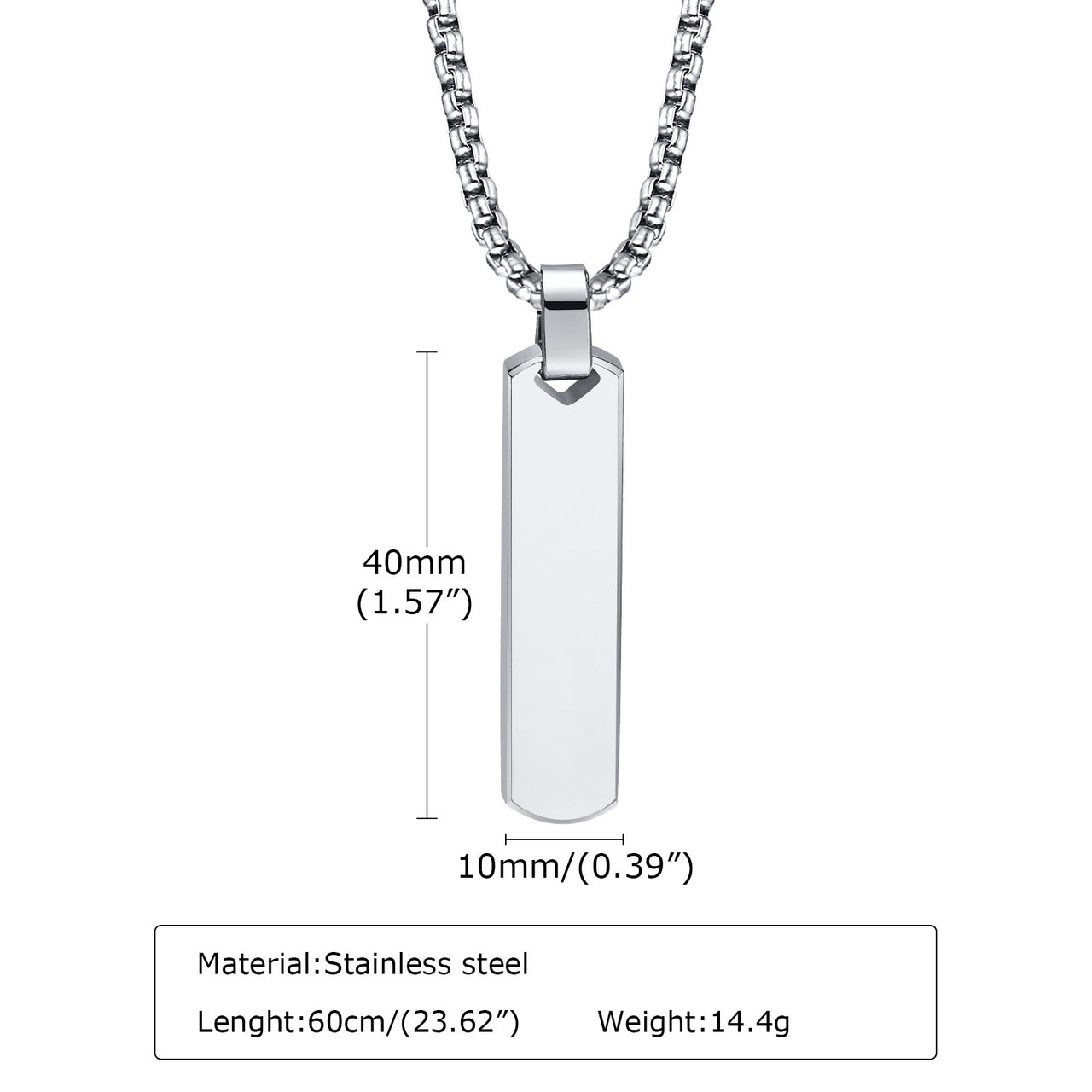 Your Custom Design & Image & Logo & Text Design  Stainless steel  rectangular geometric necklace