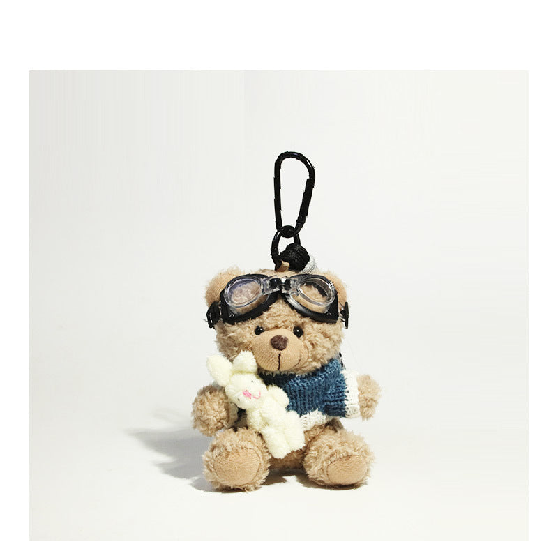 Cute Pilot Bear Key Ring Doll Pendant