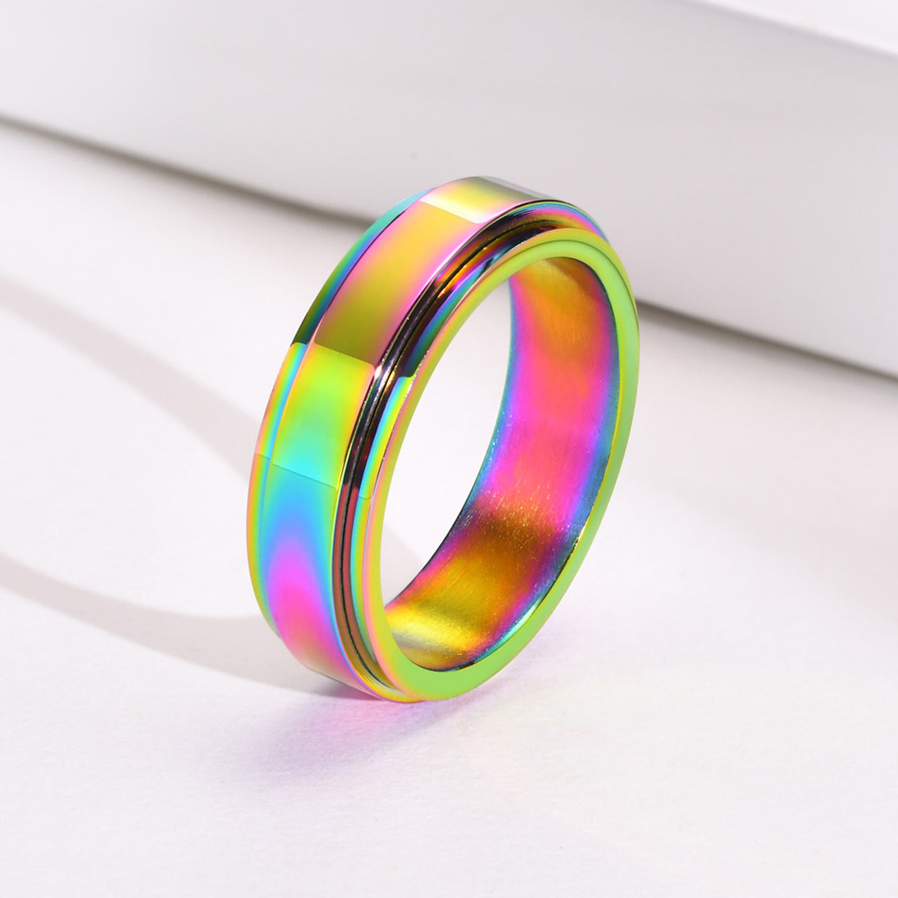 Your Custom Design & Image & Logo & Text Design  Rotating Stainless Steel Couple Ring