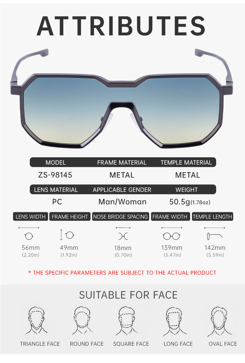 One Piece Irregular Pilot Sun Glasses