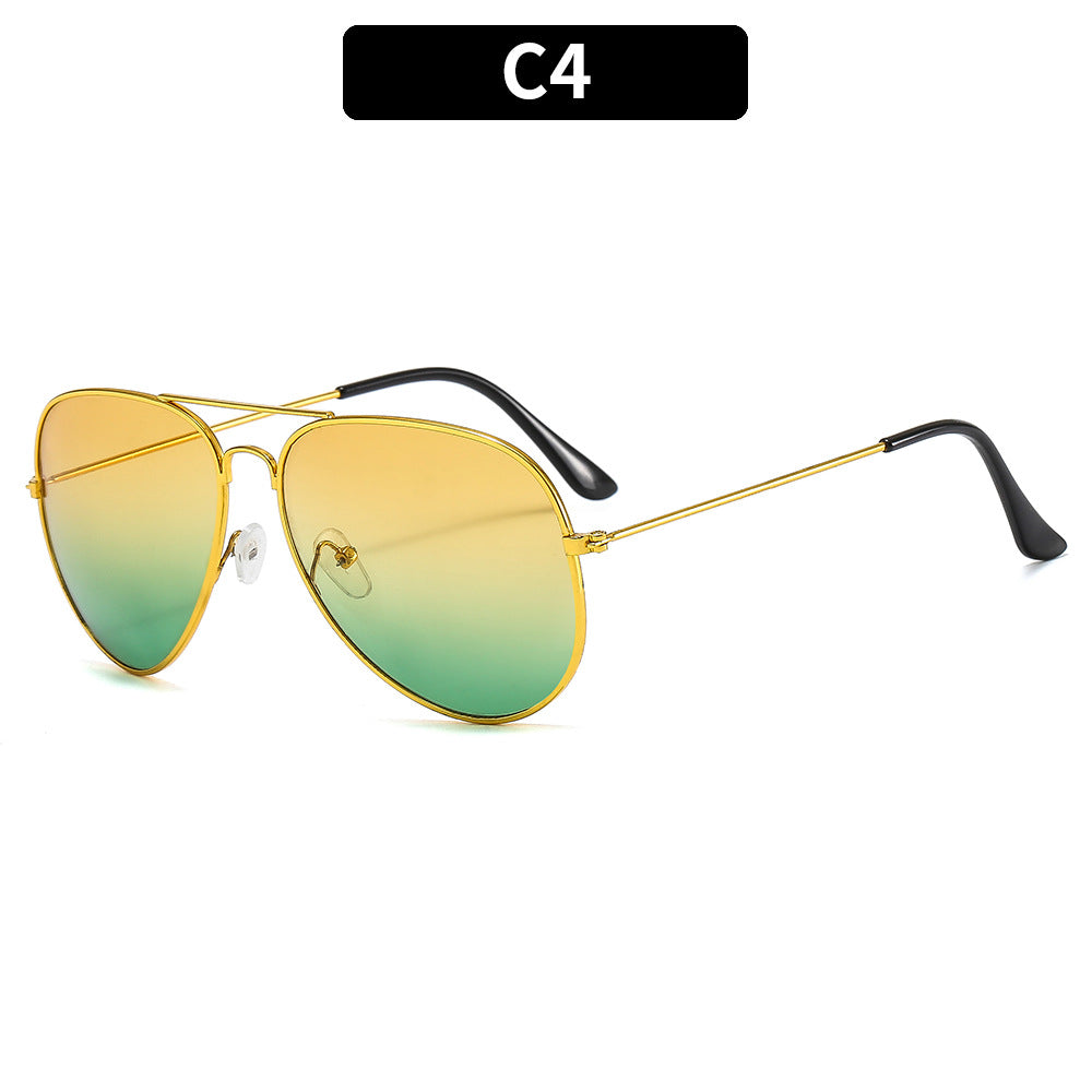 Two Tone Ocean Film Double Beam Pilot Sun Glasses