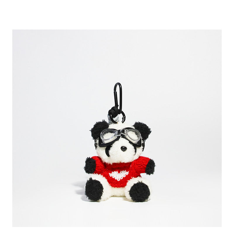 Cute Pilot Panda Key Ring Doll Pendant