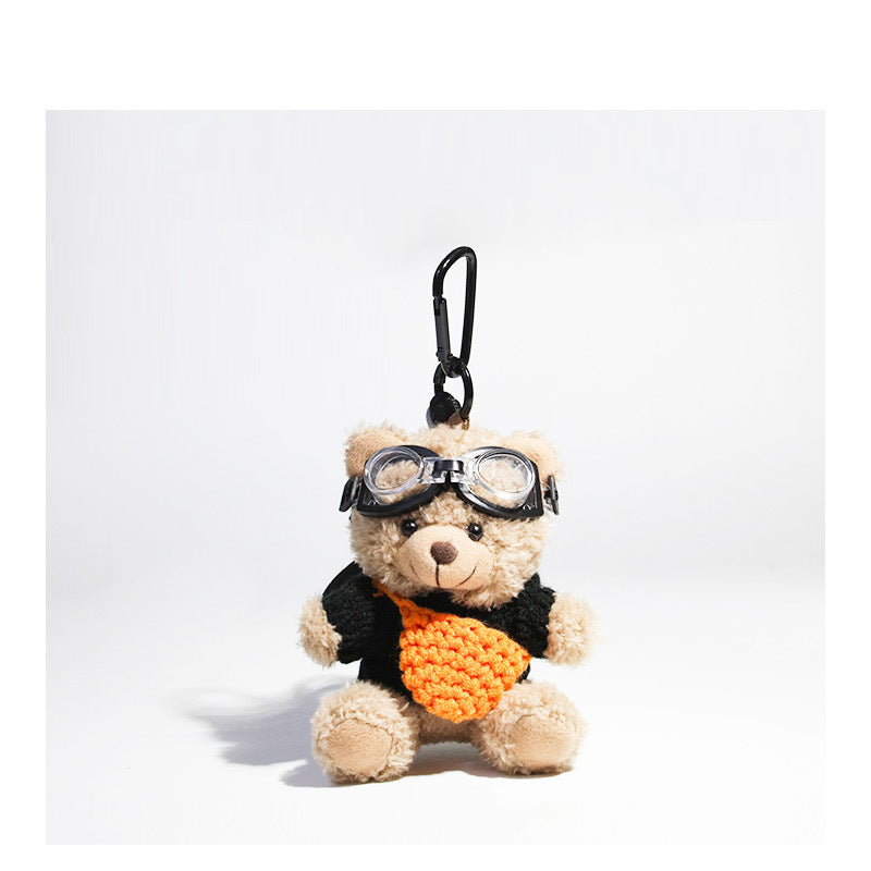 Cute Pilot Bear Key Ring Doll Pendant