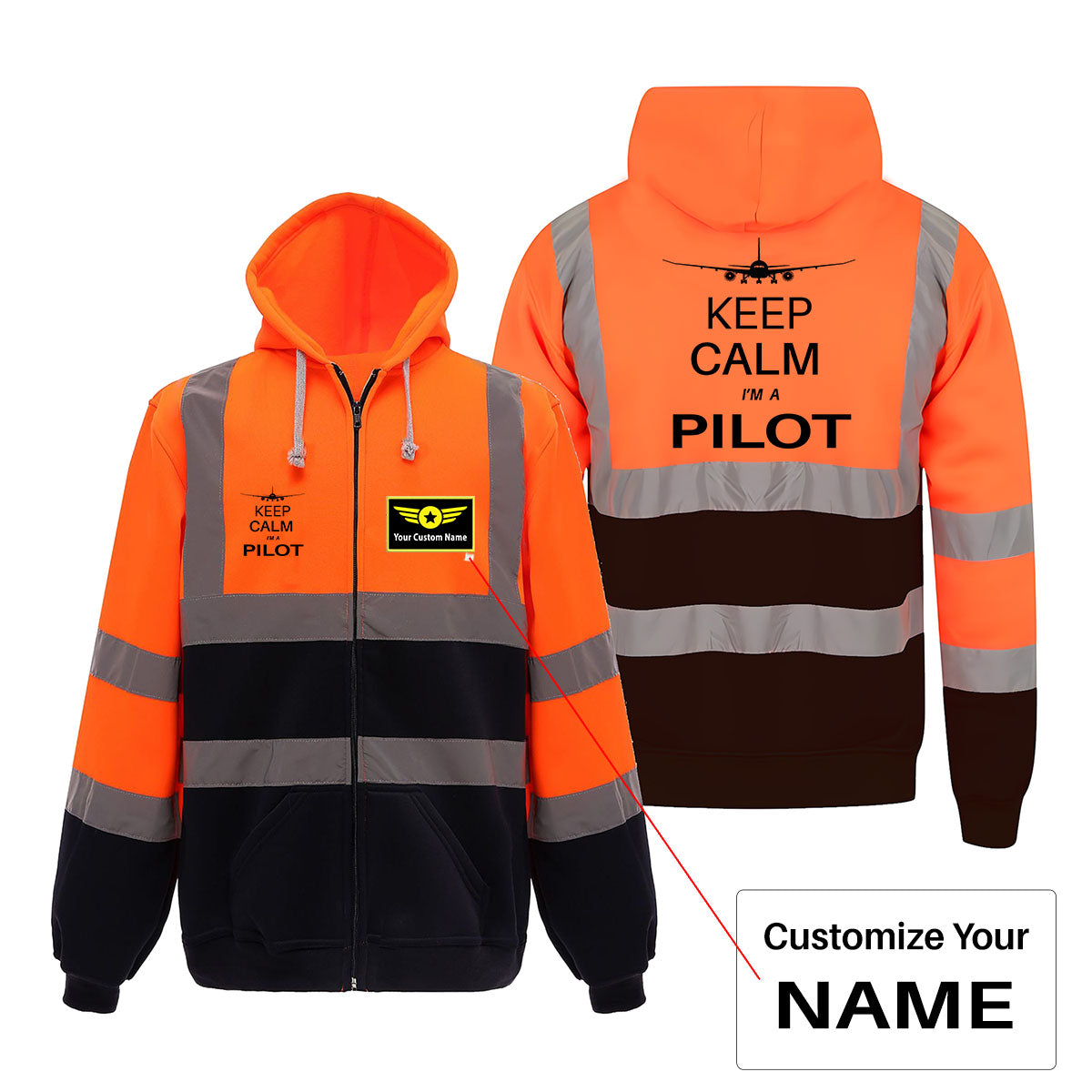 Pilot (777 Silhouette) Designed Reflective Zipped Hoodies