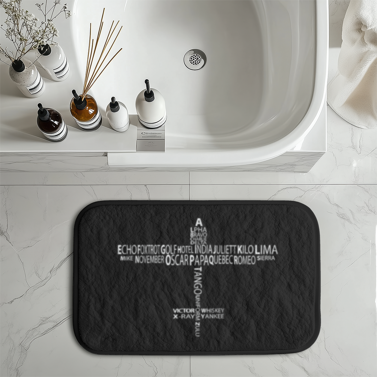 Propeller Shape Aviation Alphabet Designed Bath Mats