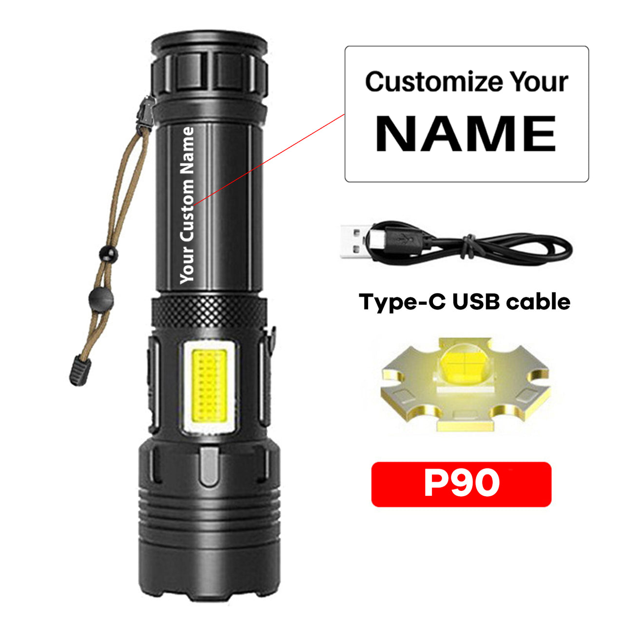 LED 1819 P70 Strong Light Flashlight