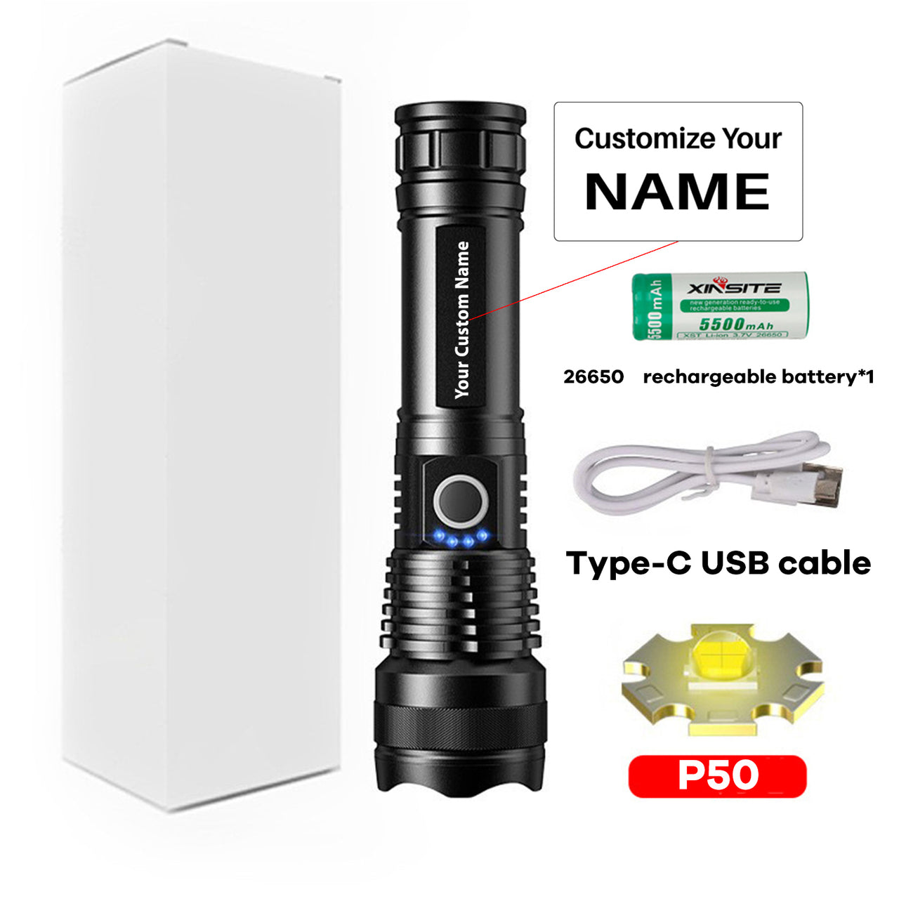 LED X80 p50 Strong Light Flashlight