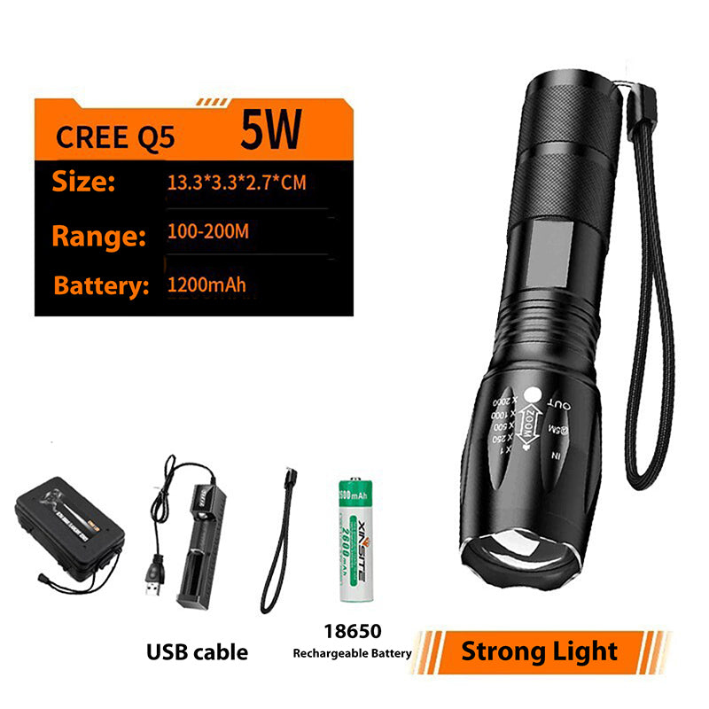 LED Telescopic Focusing Strong Aluminum Alloy Light Flashlight