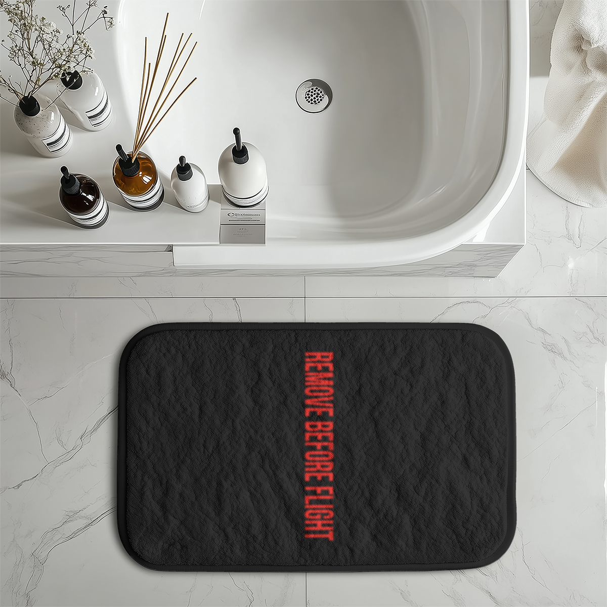 Remove Before Flight 2 Designed Bath Mats