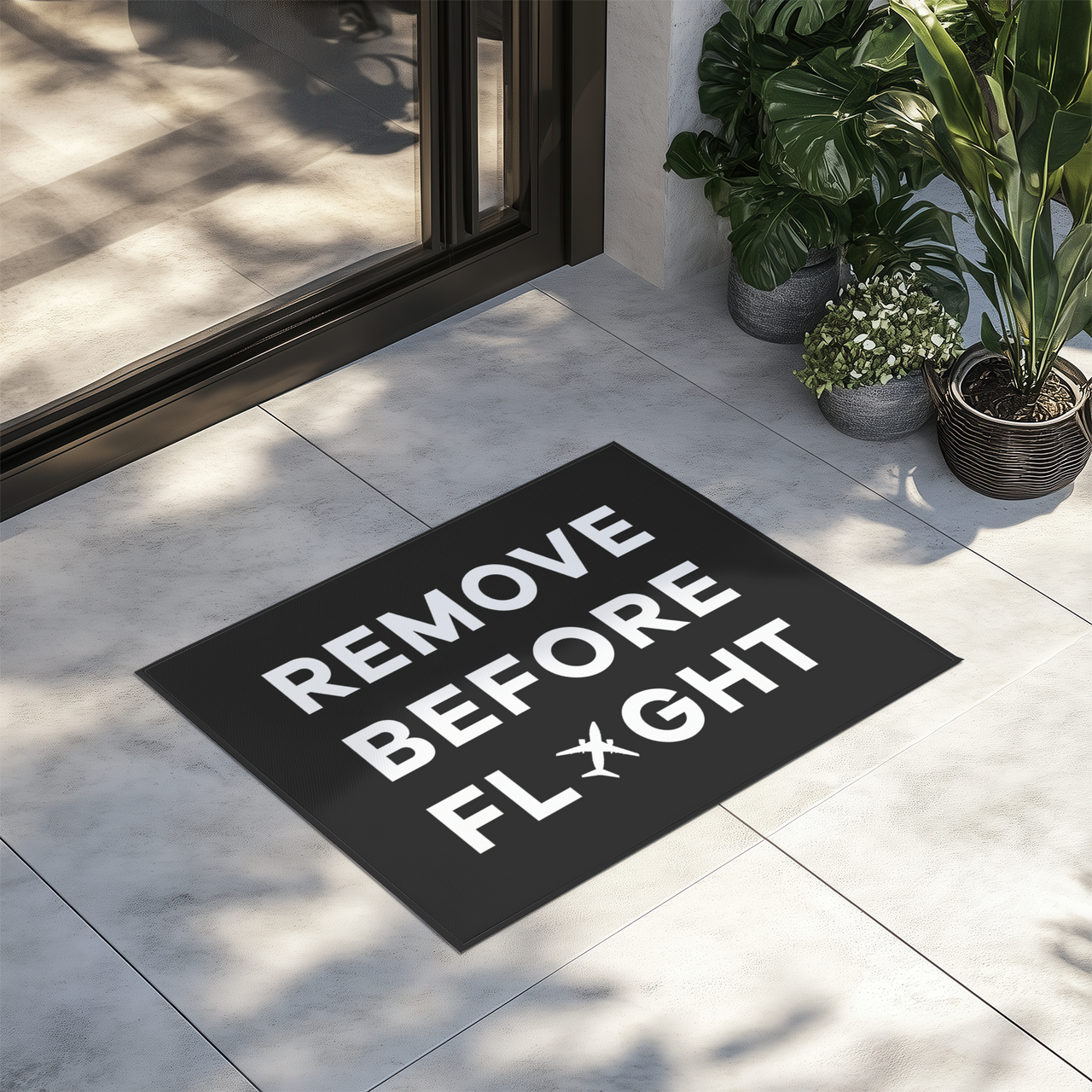 Remove Before Flight Designed Door Mats