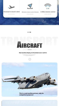 Thumbnail for Rc Plane C-17 Military Transport Aircraft Fixed Wing Remote Control Glider 2.4g Remote Control Epp