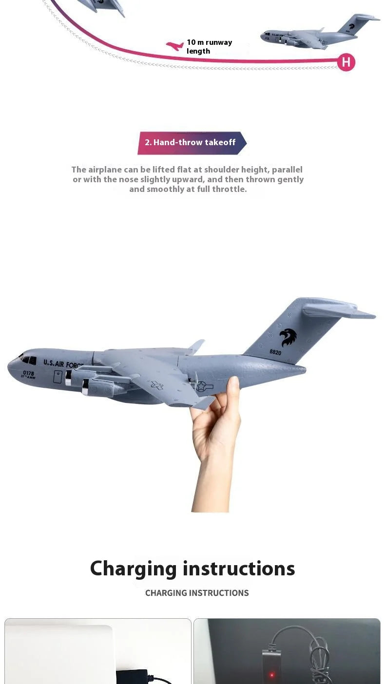 Rc Plane C-17 Military Transport Aircraft Fixed Wing Remote Control Glider 2.4g Remote Control Epp