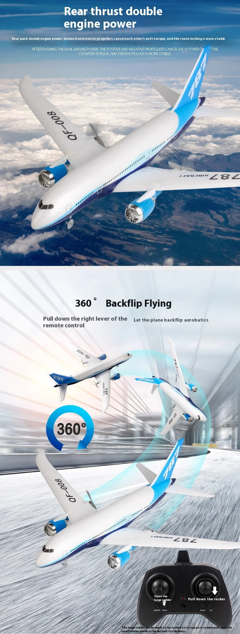 Rc Boeing787 Glider Qf008 2.4g Electric Remote Control Plane Three-channel Fixed Wing Aircraft Passenger