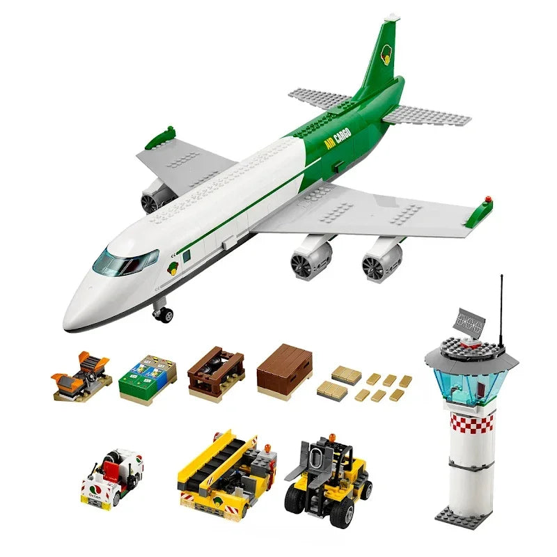 City Series Cargo Terminal Building Blocks Set Airport Airplane Assembly Construction 658PCS Compatible 60022