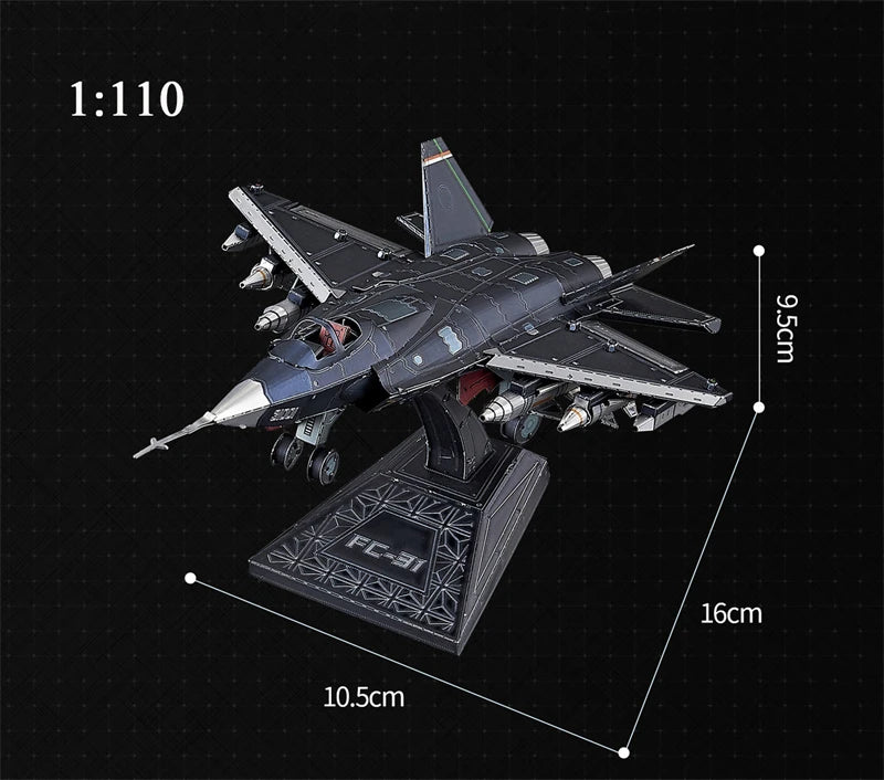 3D Metal Puzzle Z-20 Armed Helicopter FC-31 Stealth Fighter DIY Laser Cutting Jigsaw