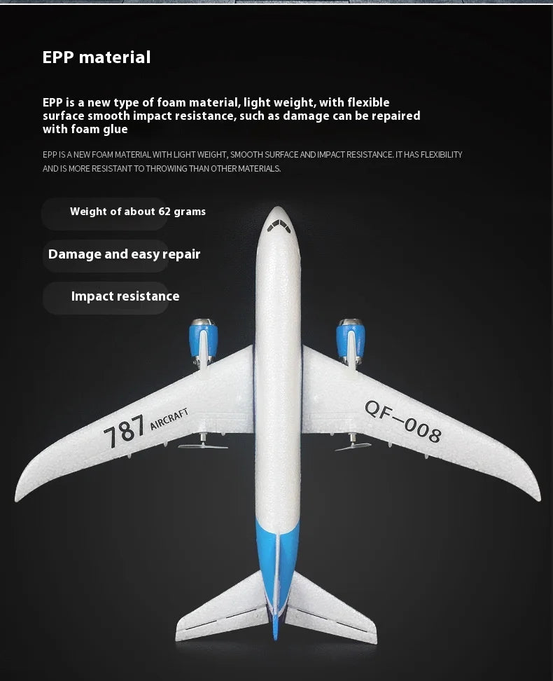 Rc Boeing787 Glider Qf008 2.4g Electric Remote Control Plane Three-channel Fixed Wing Aircraft Passenger