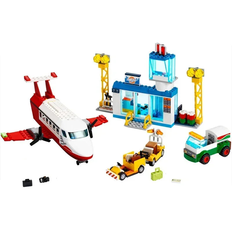 322pcs Bricks DIY Center Airport Building Block Comparible 60261 with City Series Assembled