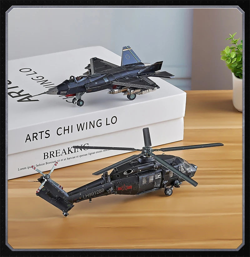 3D Metal Puzzle Z-20 Armed Helicopter FC-31 Stealth Fighter DIY Laser Cutting Jigsaw