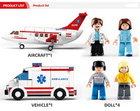 Thumbnail for 335pcs Creative City Airbus Cargo Aircraft Plane Building Blocks Air Ambulance Airplane Model