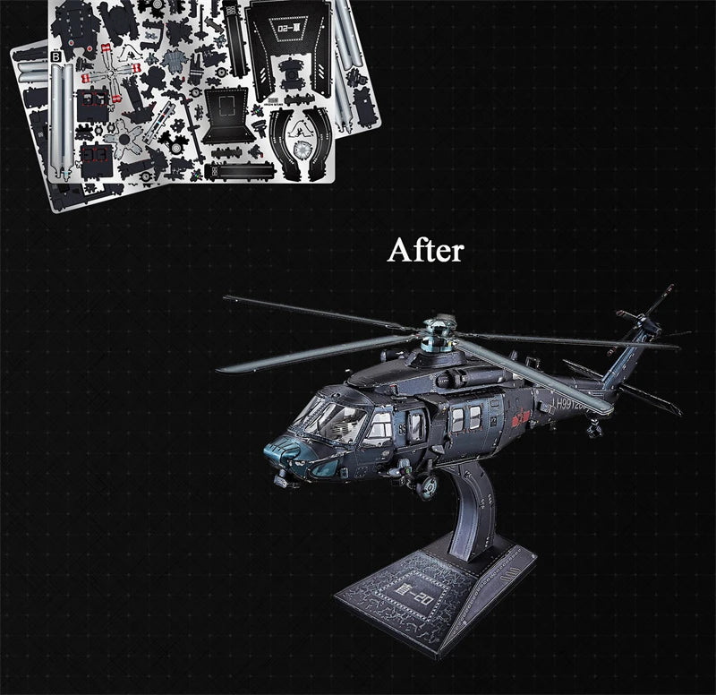 3D Metal Puzzle Z-20 Armed Helicopter FC-31 Stealth Fighter DIY Laser Cutting Jigsaw