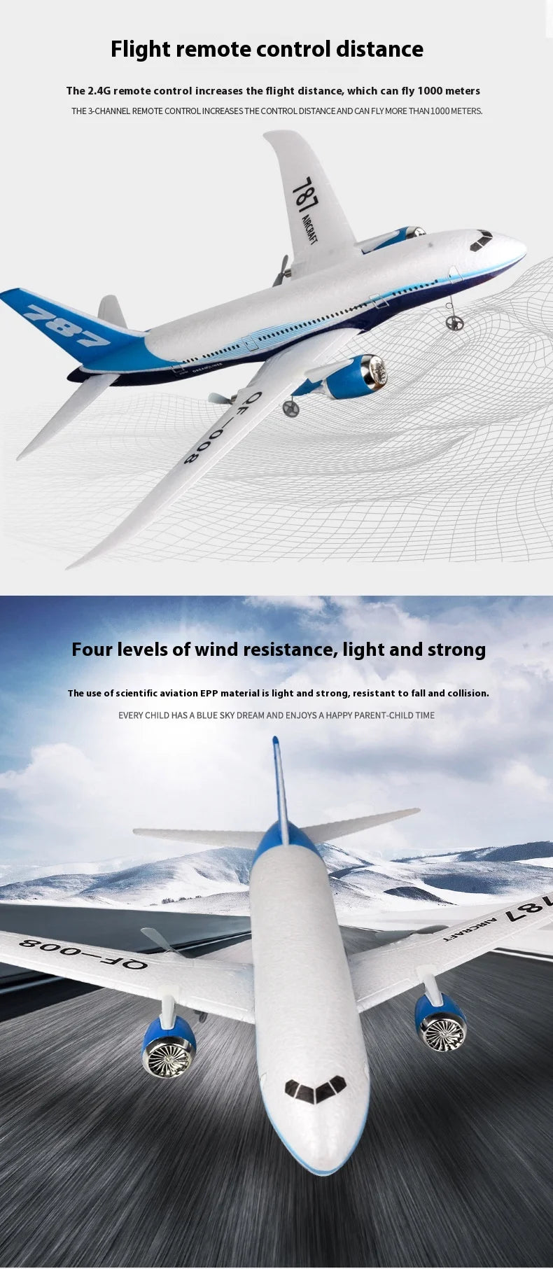 Rc Boeing787 Glider Qf008 2.4g Electric Remote Control Plane Three-channel Fixed Wing Aircraft Passenger