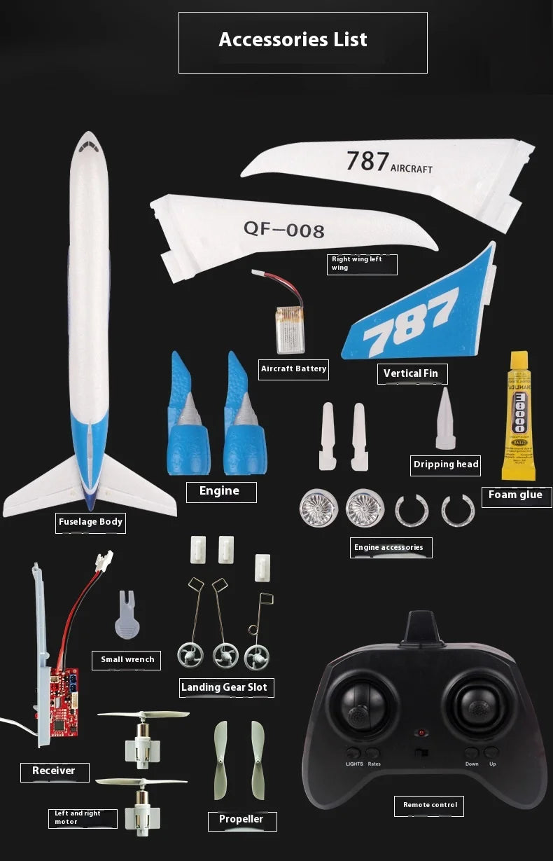 Rc Boeing787 Glider Qf008 2.4g Electric Remote Control Plane Three-channel Fixed Wing Aircraft Passenger