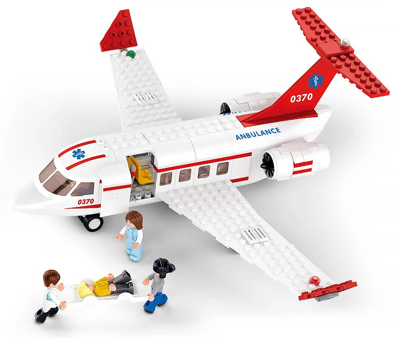 335pcs Creative City Airbus Cargo Aircraft Plane Building Blocks Air Ambulance Airplane Model