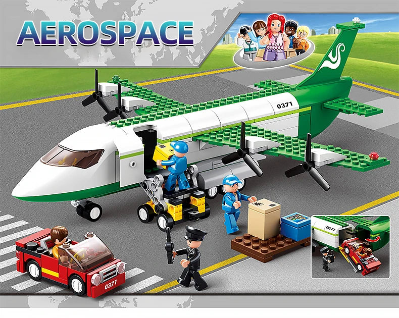 383pcs AIRBUS Air Space Street View Civil Aviation City Passenger Plane Cargo Airport Airplane Model